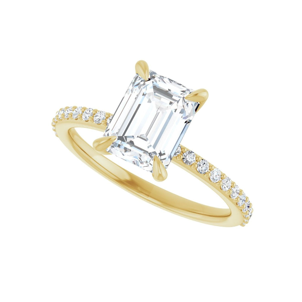 Sapphire Row Lab-Grown Emerald-Cut Diamond Accented Engagement Ring - 14K Yellow Gold, 1 9/10 ctw (view 5)