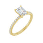 Sapphire Row Lab-Grown Emerald-Cut Diamond Accented Engagement Ring - 14K Yellow Gold, 1 3/8 ctw