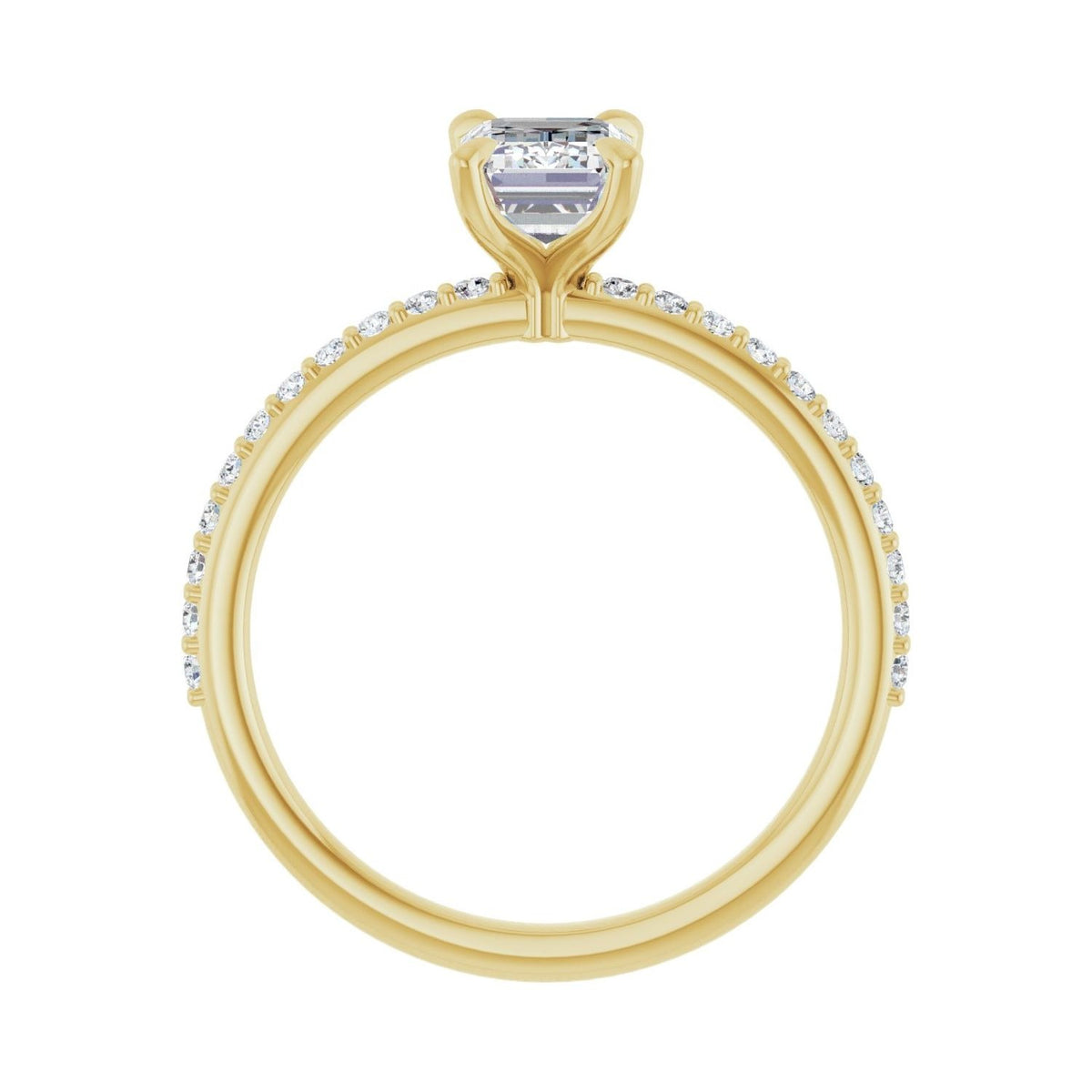Sapphire Row Lab-Grown Emerald-Cut Diamond Accented Engagement Ring - 14K Yellow Gold, 1 3/8 ctw (view 2)