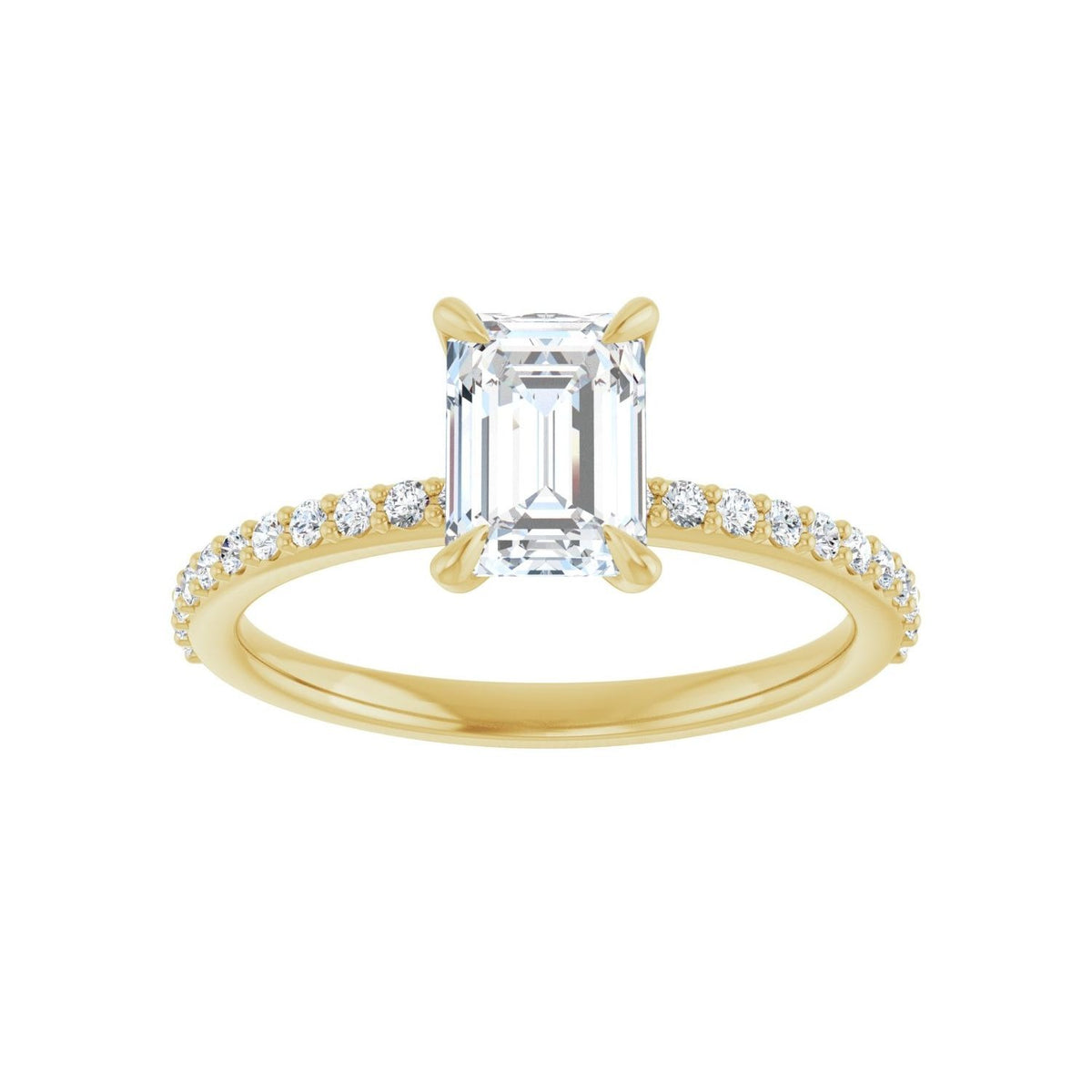 Sapphire Row Lab-Grown Emerald-Cut Diamond Accented Engagement Ring - 14K Yellow Gold, 1 3/8 ctw (view 3)