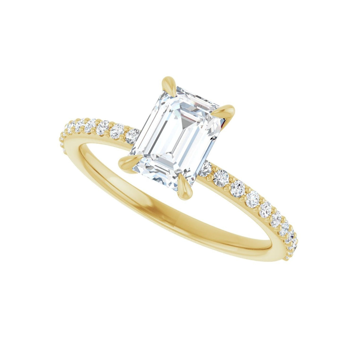 Sapphire Row Lab-Grown Emerald-Cut Diamond Accented Engagement Ring - 14K Yellow Gold, 1 3/8 ctw (view 5)