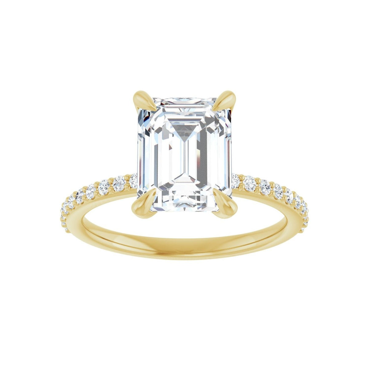 Sapphire Row Lab-Grown Emerald-Cut Diamond Accented Engagement Ring - 14K Yellow Gold, 2 3/4 ctw (view 3)