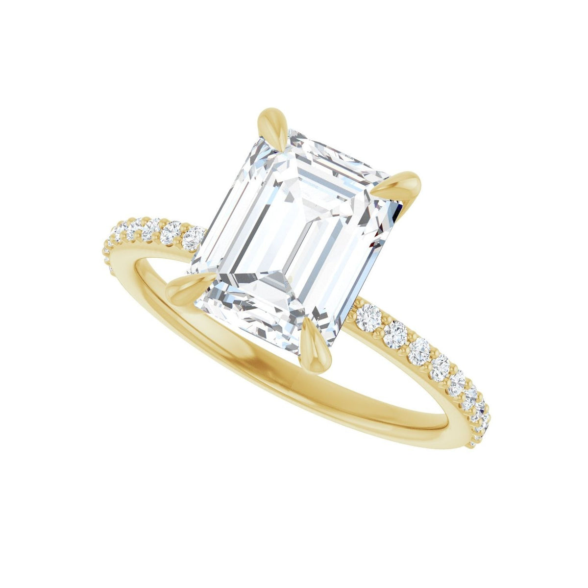 Sapphire Row Lab-Grown Emerald-Cut Diamond Accented Engagement Ring - 14K Yellow Gold, 2 3/4 ctw (view 5)