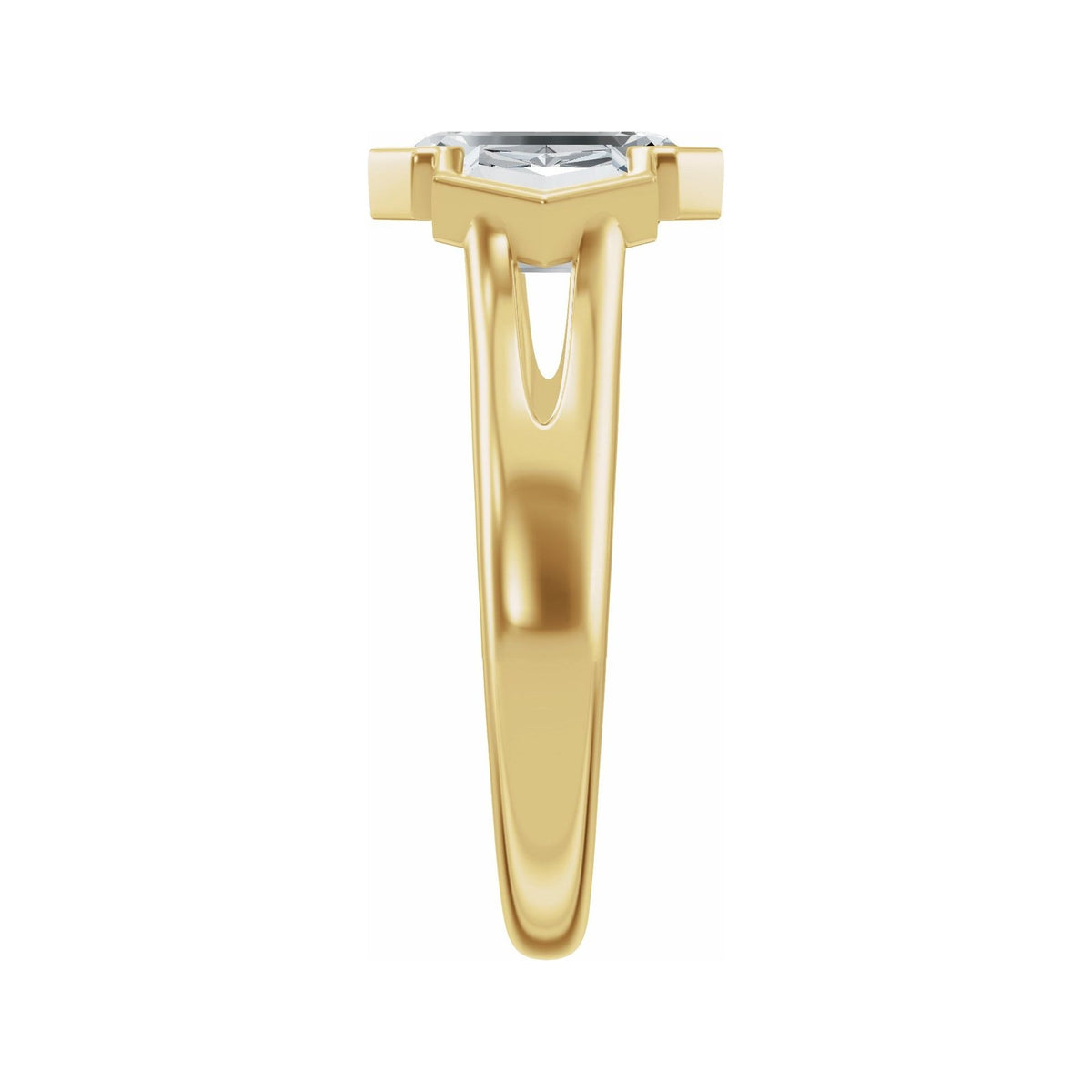 Sapphire Row Lab-Grown Emerald-Cut Diamond Bezel-Set Three-Stone Engagement Ring - 14K Yellow Gold (view 4)