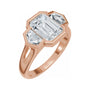 Sapphire Row Lab-Grown Emerald-Cut Diamond Bezel-Set Three-Stone Engagement Ring - 14K Rose Gold