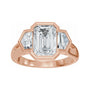 Sapphire Row Lab-Grown Emerald-Cut Diamond Bezel-Set Three-Stone Engagement Ring - 14K Rose Gold (view 3)