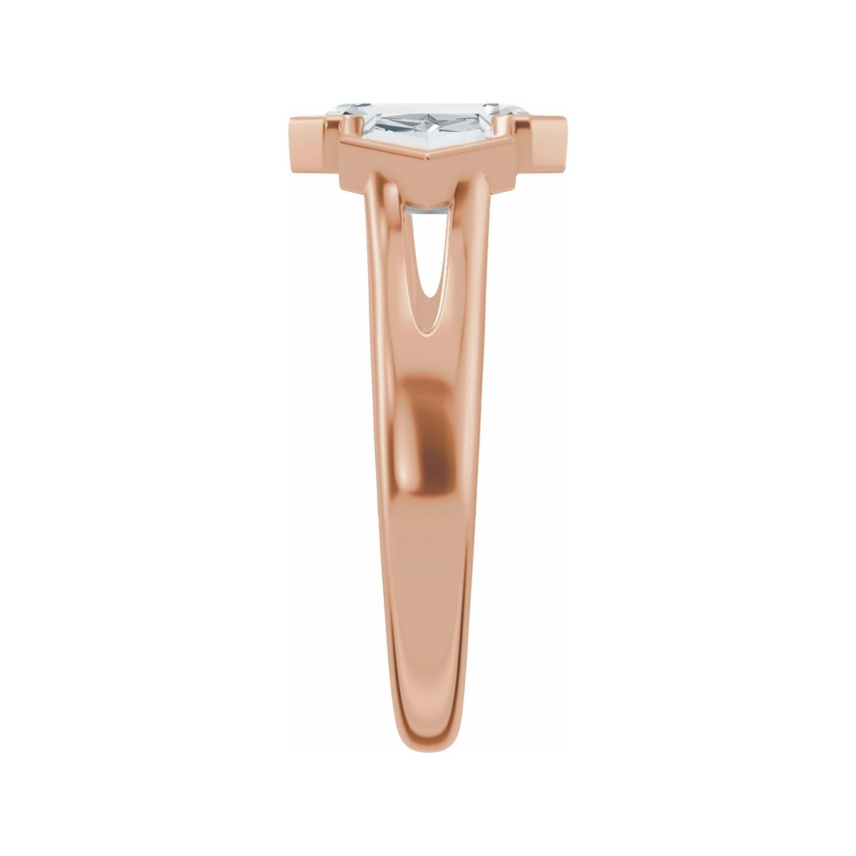 Sapphire Row Lab-Grown Emerald-Cut Diamond Bezel-Set Three-Stone Engagement Ring - 14K Rose Gold (view 4)