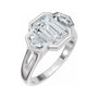 Sapphire Row Lab-Grown Emerald-Cut Diamond Bezel-Set Three-Stone Engagement Ring - 14K White Gold