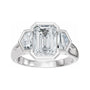 Sapphire Row Lab-Grown Emerald-Cut Diamond Bezel-Set Three-Stone Engagement Ring - 14K White Gold (view 3)