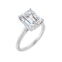 Sapphire Row Lab-Grown Emerald-Cut Diamond Cathedral Claw-Prong Hidden Halo-Style Engagement Ring - 14K White Gold, 3 7/8 ctw