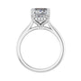 Sapphire Row Lab-Grown Emerald-Cut Diamond Cathedral Claw-Prong Hidden Halo-Style Engagement Ring - 14K White Gold, 3 7/8 ctw (view 2)