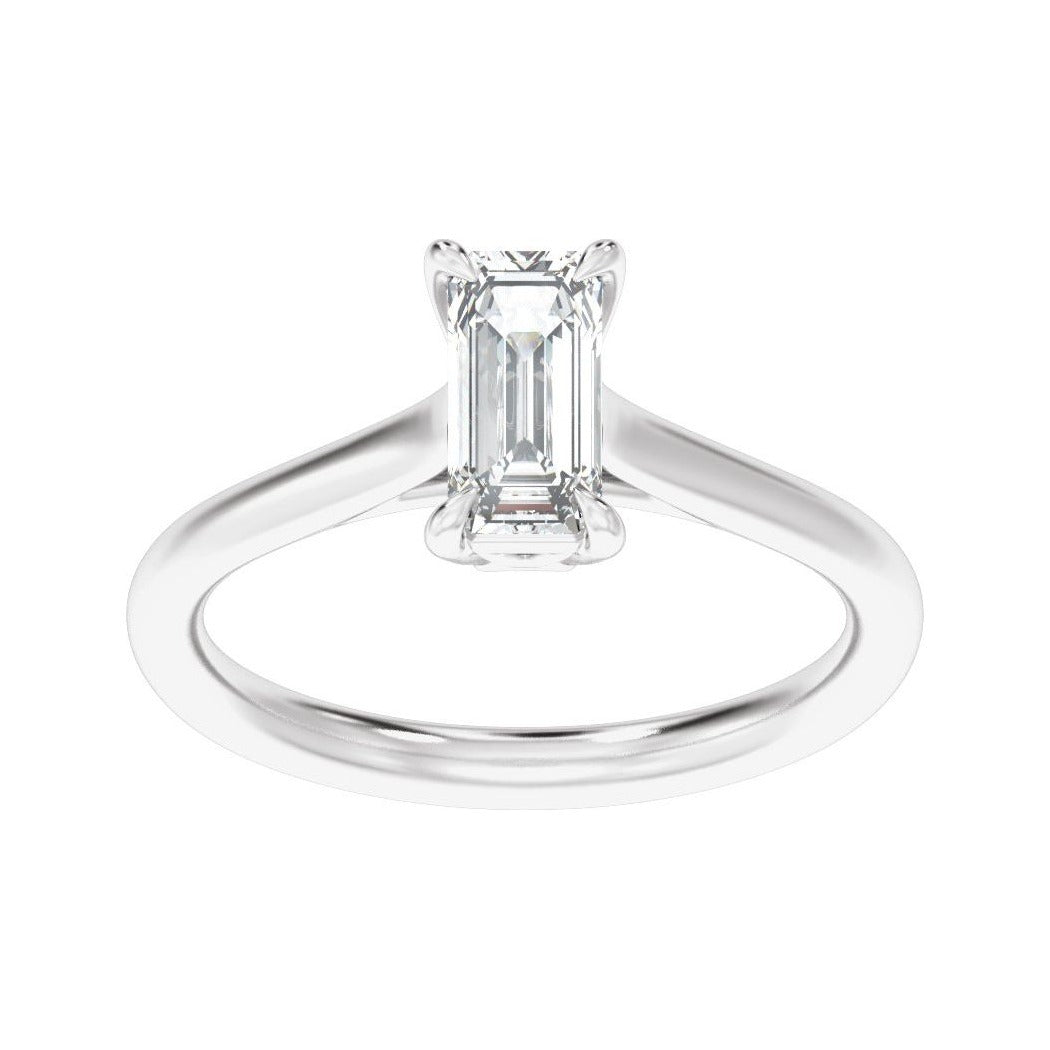 Sapphire Row Lab-Grown Emerald-Cut Diamond Cathedral Claw-Prong Solitaire Engagement Ring - Platinum, 1 ctw (view 3)