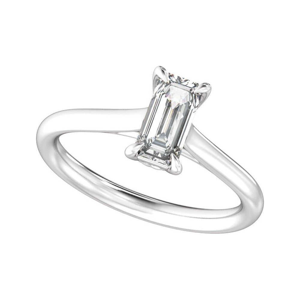 Sapphire Row Lab-Grown Emerald-Cut Diamond Cathedral Claw-Prong Solitaire Engagement Ring - Platinum, 1 ctw (view 5)