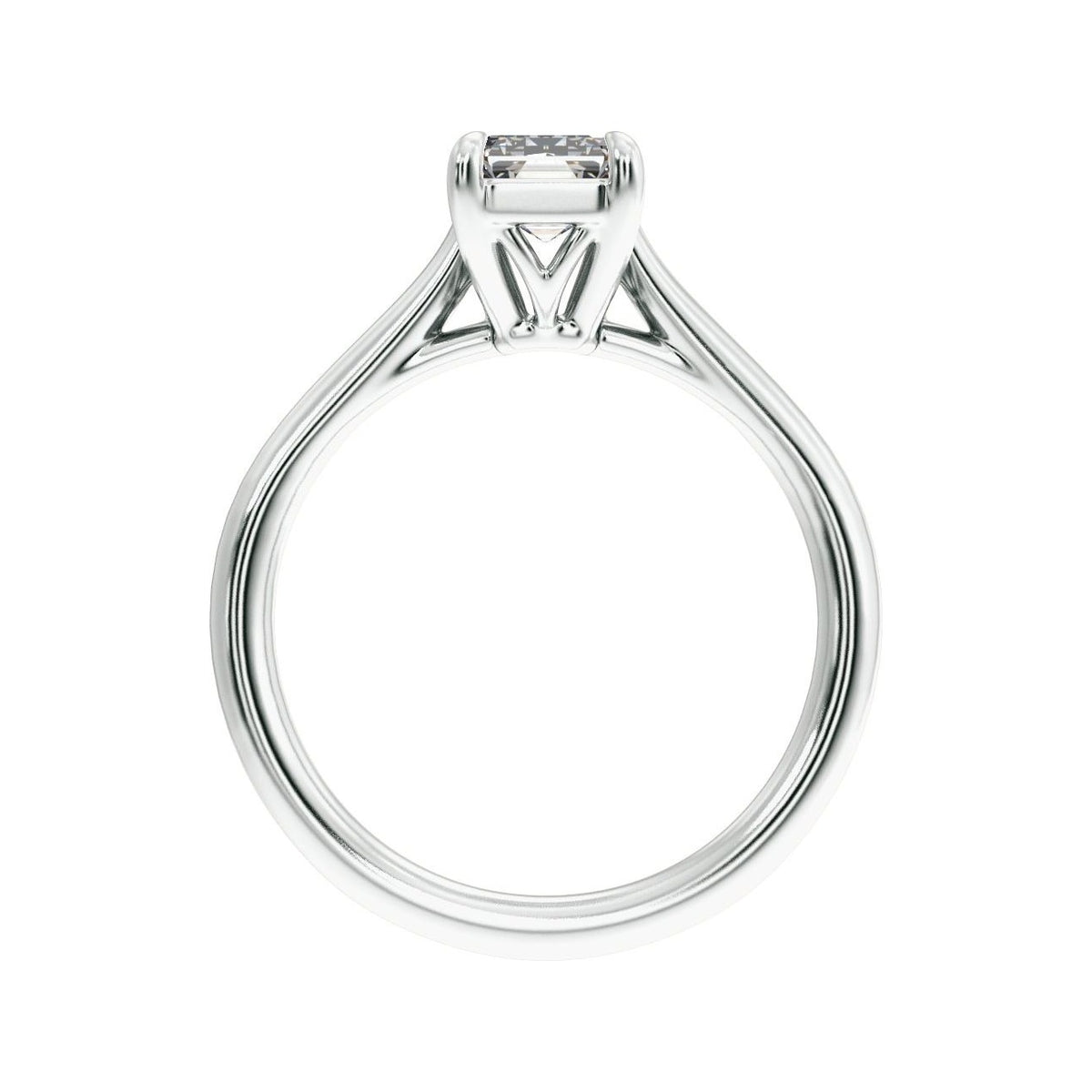 Sapphire Row Lab-Grown Emerald-Cut Diamond Cathedral Claw-Prong Solitaire Engagement Ring - Platinum, 2 ctw (view 2)