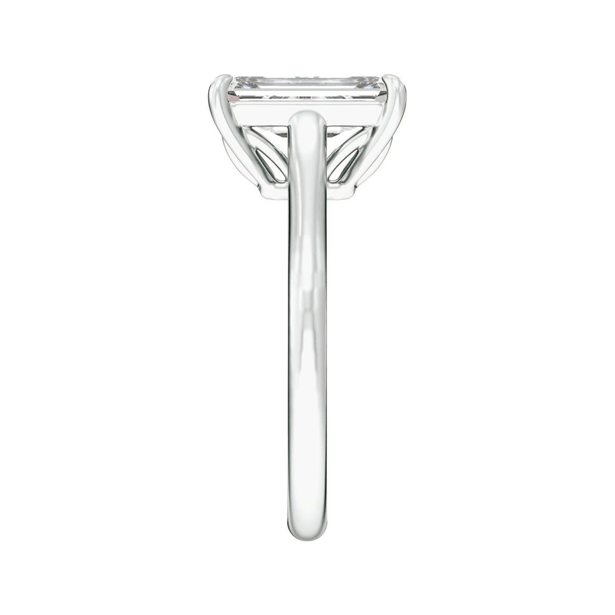 Sapphire Row Lab-Grown Emerald-Cut Diamond Cathedral Claw-Prong Solitaire Engagement Ring - Platinum, 2 ctw (view 4)