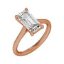 Sapphire Row Lab-Grown Emerald-Cut Diamond Cathedral Claw-Prong Solitaire Engagement Ring - 14K Rose Gold, 3 ctw