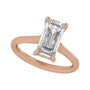 Sapphire Row Lab-Grown Emerald-Cut Diamond Cathedral Claw-Prong Solitaire Engagement Ring - 14K Rose Gold, 3 ctw (view 5)