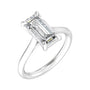 Sapphire Row Lab-Grown Emerald-Cut Diamond Cathedral Claw-Prong Solitaire Engagement Ring - 14K White Gold, 3 ctw