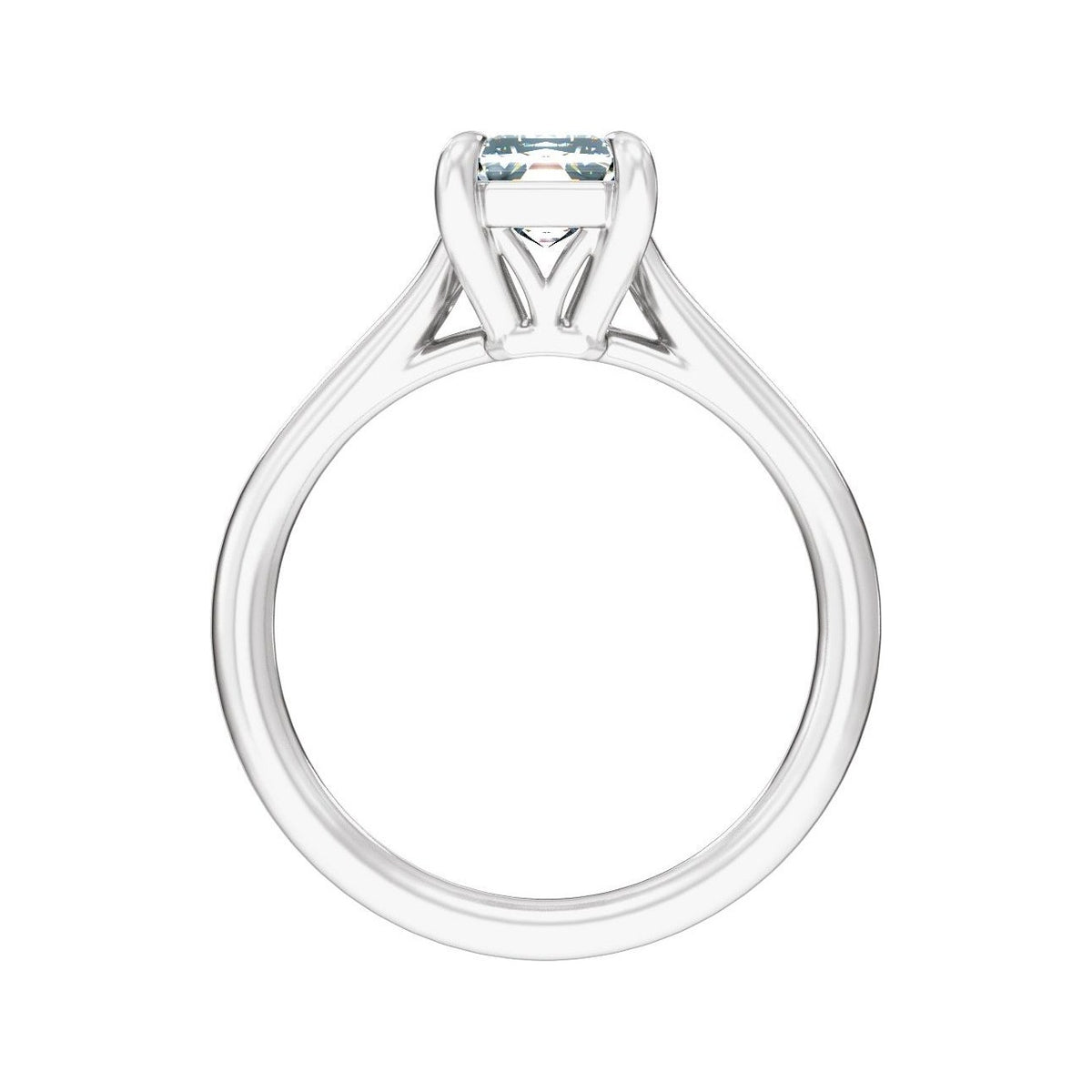 Sapphire Row Lab-Grown Emerald-Cut Diamond Cathedral Claw-Prong Solitaire Engagement Ring - 14K White Gold, 3 ctw (view 2)