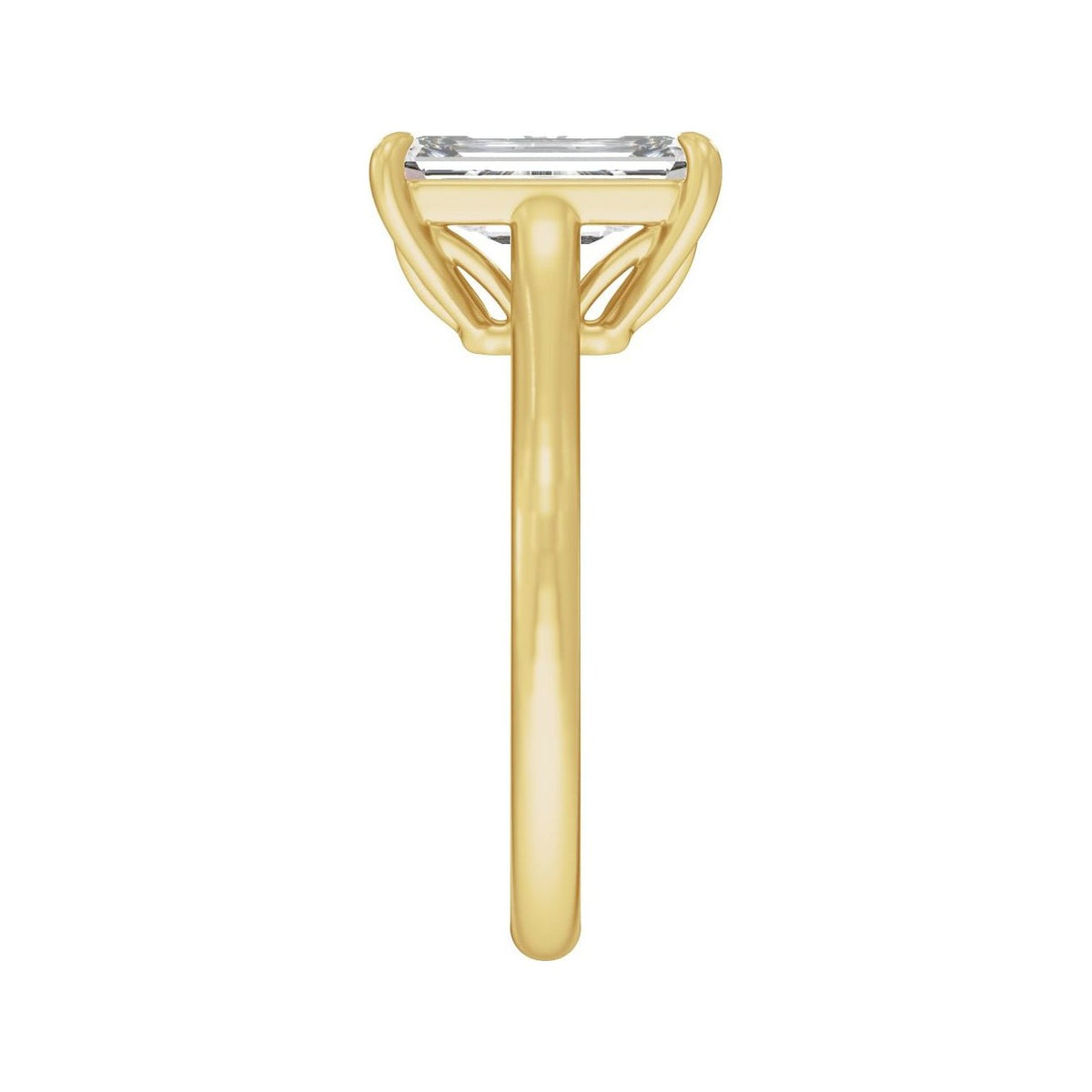 Sapphire Row Lab-Grown Emerald-Cut Diamond Cathedral Claw-Prong Solitaire Engagement Ring - 14K Yellow Gold, 2 ctw (view 4)