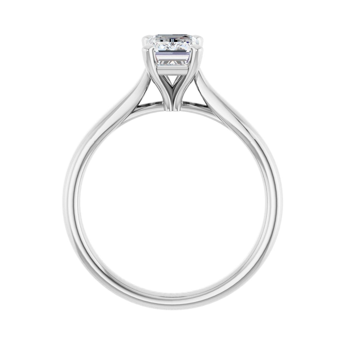 Sapphire Row Lab-Grown Emerald-Cut Diamond Cathedral Solitaire Engagement Ring - 14K White Gold, 1 1/8 ctw (view 2)