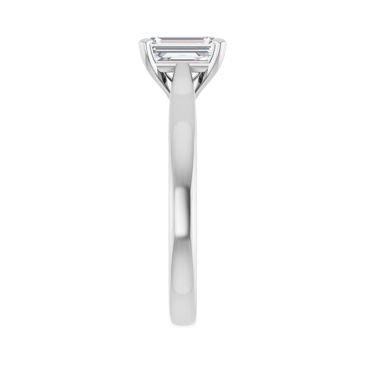Sapphire Row Lab-Grown Emerald-Cut Diamond Cathedral Solitaire Engagement Ring - 14K White Gold, 1 1/8 ctw (view 4)