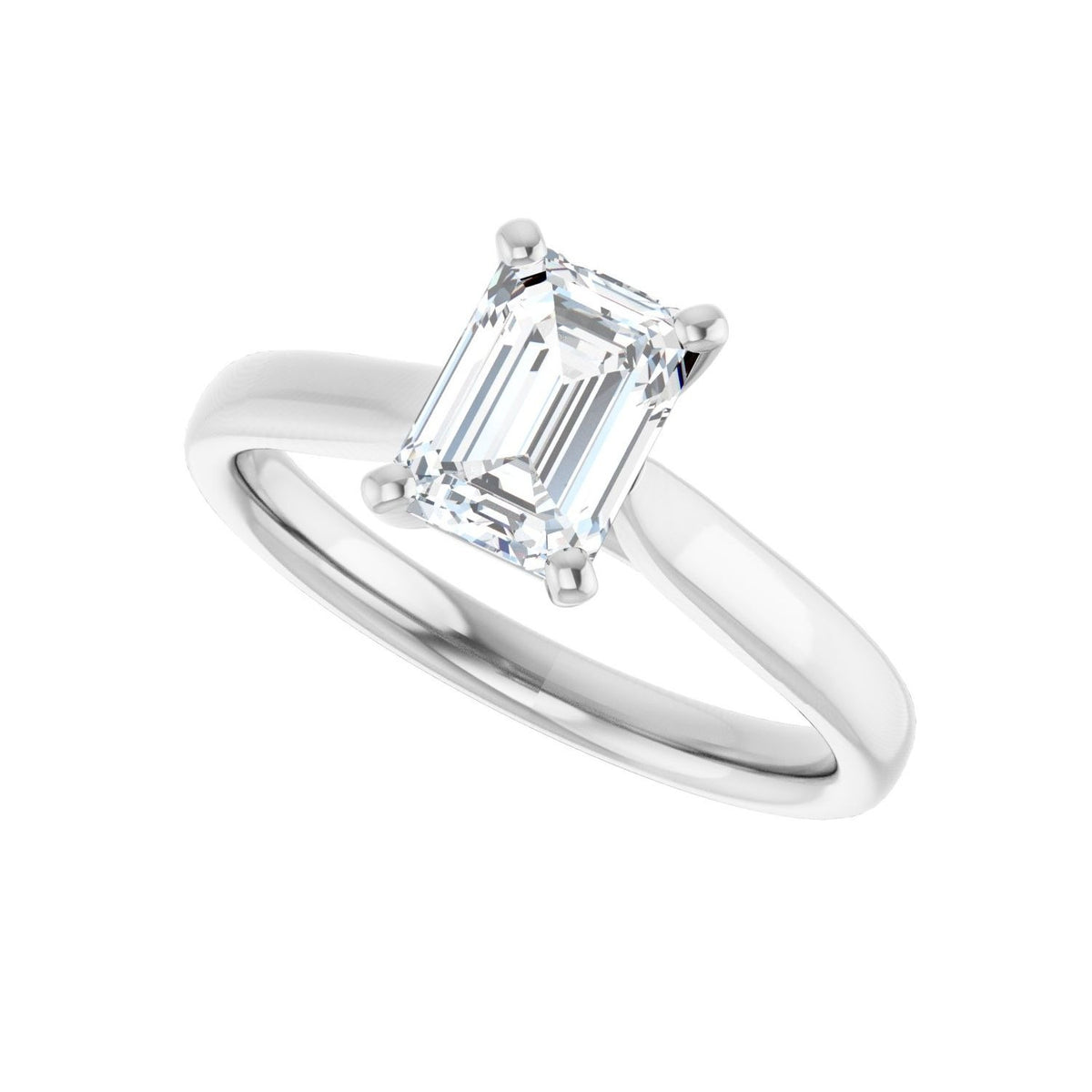 Sapphire Row Lab-Grown Emerald-Cut Diamond Cathedral Solitaire Engagement Ring - 14K White Gold, 1 1/8 ctw (view 5)