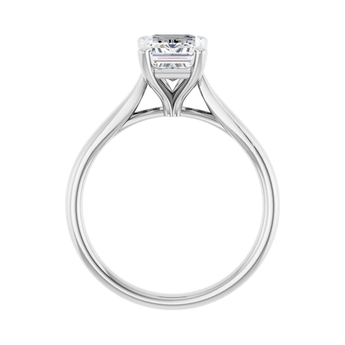 Sapphire Row Lab-Grown Emerald-Cut Diamond Cathedral Solitaire Engagement Ring - 14K White Gold, 1 3/4 ctw (view 2)