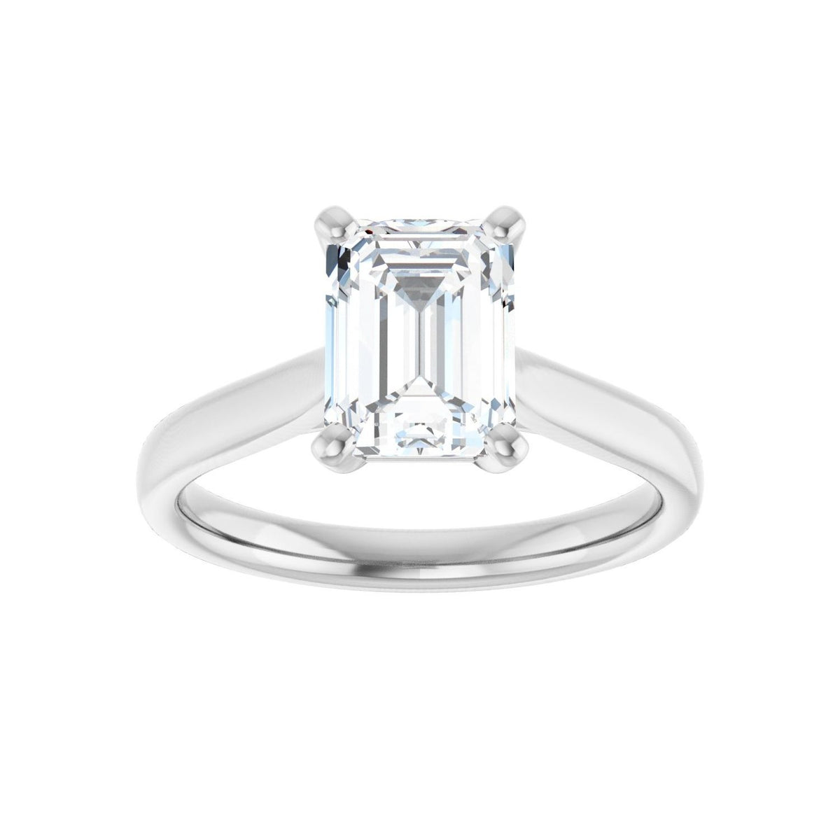 Sapphire Row Lab-Grown Emerald-Cut Diamond Cathedral Solitaire Engagement Ring - 14K White Gold, 1 3/4 ctw (view 3)