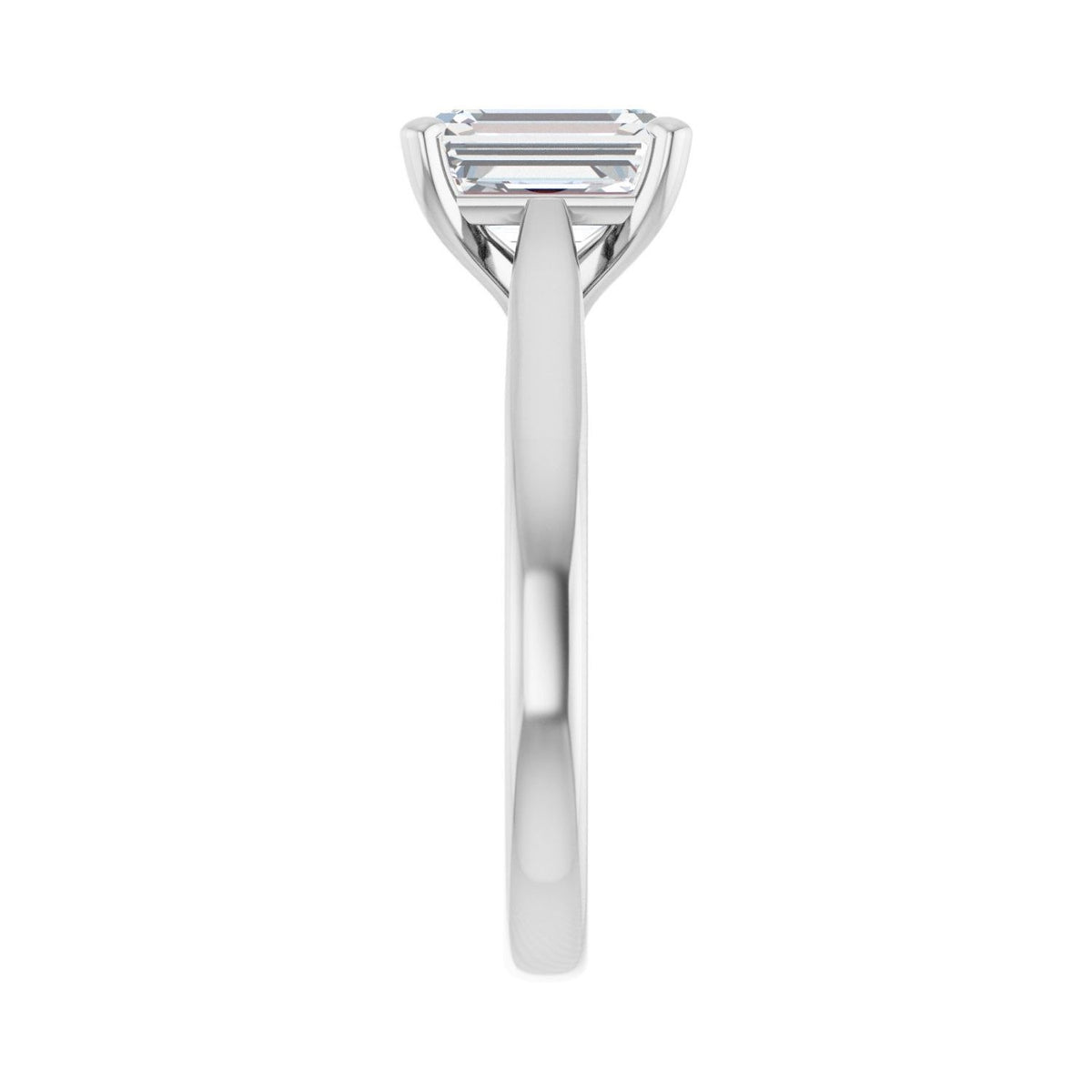 Sapphire Row Lab-Grown Emerald-Cut Diamond Cathedral Solitaire Engagement Ring - 14K White Gold, 1 3/4 ctw (view 4)