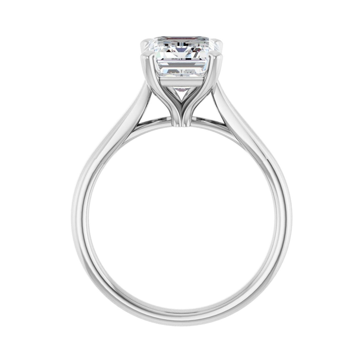Sapphire Row Lab-Grown Emerald-Cut Diamond Cathedral Solitaire Engagement Ring - 14K White Gold, 2 1/2 ctw (view 2)