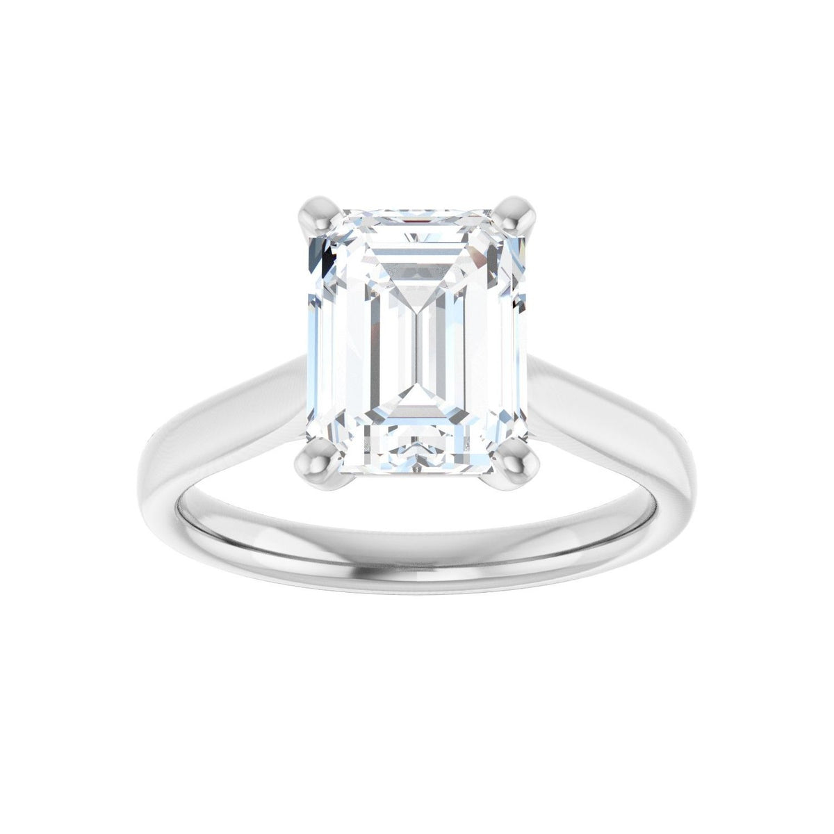Sapphire Row Lab-Grown Emerald-Cut Diamond Cathedral Solitaire Engagement Ring - 14K White Gold, 2 1/2 ctw (view 3)