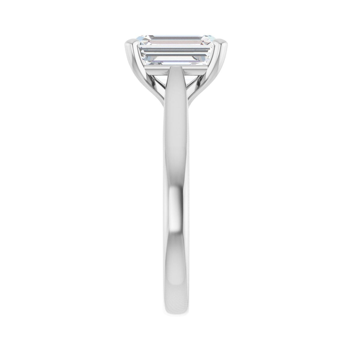 Sapphire Row Lab-Grown Emerald-Cut Diamond Cathedral Solitaire Engagement Ring - 14K White Gold, 2 1/2 ctw (view 4)