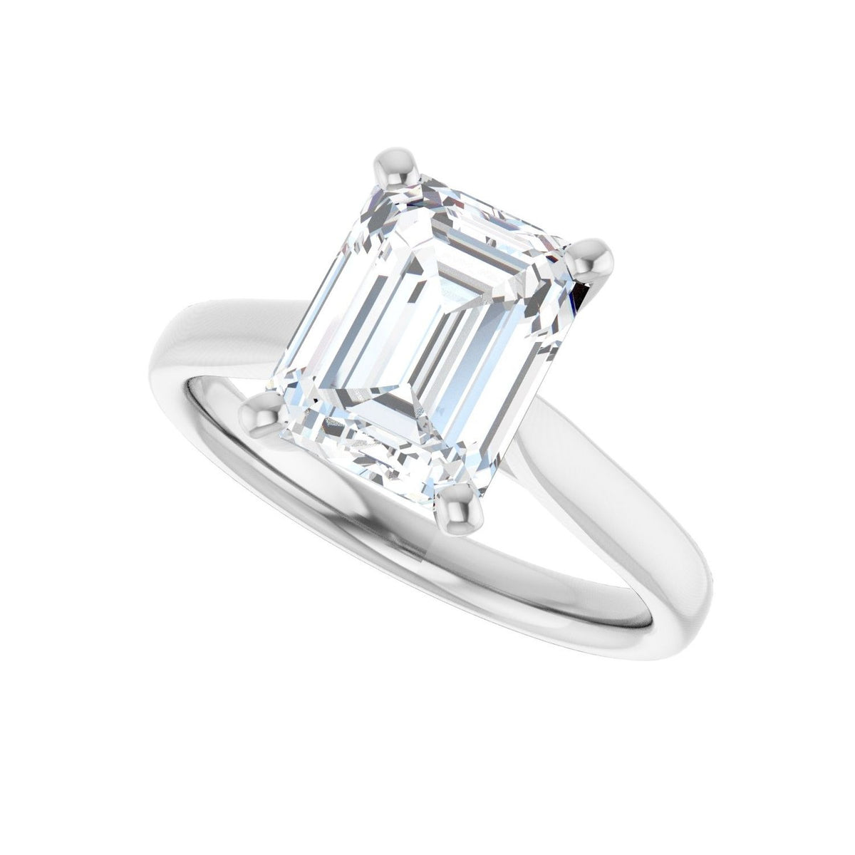 Sapphire Row Lab-Grown Emerald-Cut Diamond Cathedral Solitaire Engagement Ring - 14K White Gold, 2 1/2 ctw (view 5)
