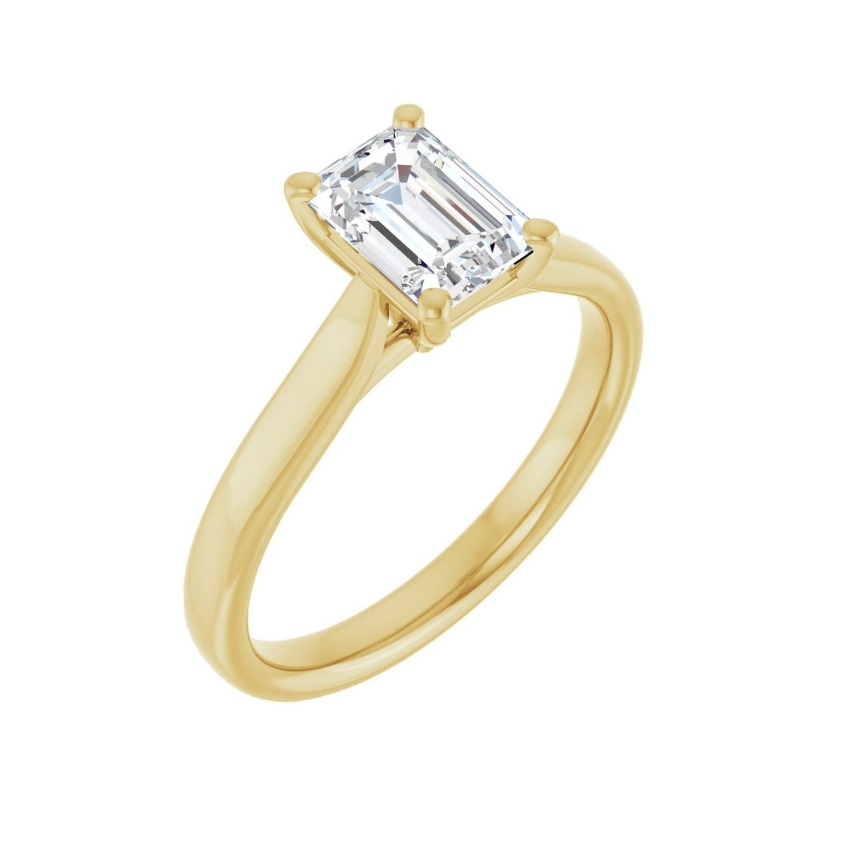 Sapphire Row Lab-Grown Emerald-Cut Diamond Cathedral Solitaire Engagement Ring - 14K Yellow Gold, 1 1/8 ctw
