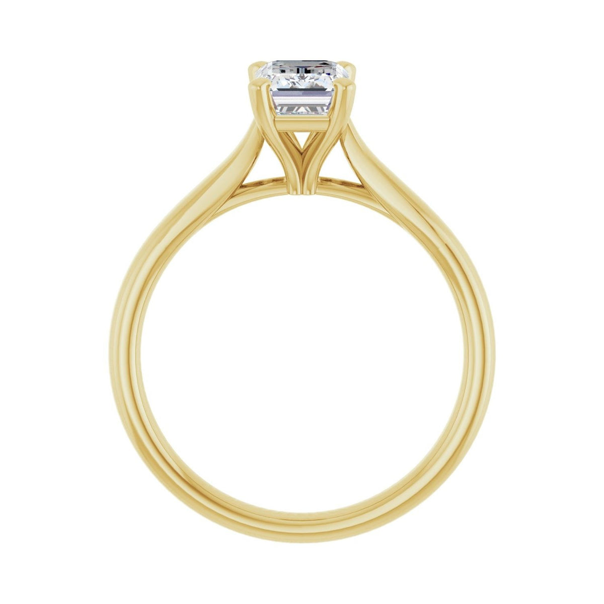 Sapphire Row Lab-Grown Emerald-Cut Diamond Cathedral Solitaire Engagement Ring - 14K Yellow Gold, 1 1/8 ctw (view 2)