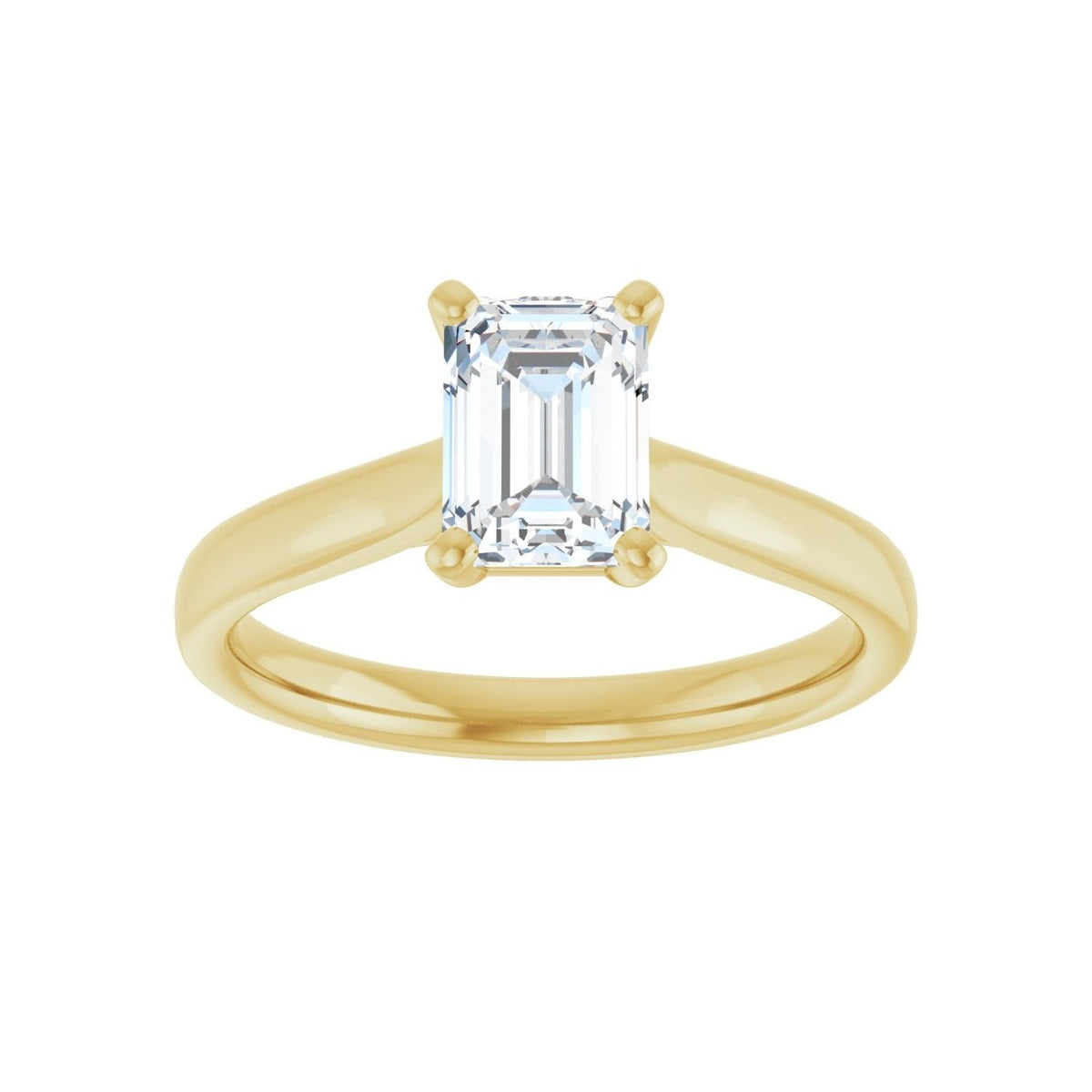 Sapphire Row Lab-Grown Emerald-Cut Diamond Cathedral Solitaire Engagement Ring - 14K Yellow Gold, 1 1/8 ctw (view 3)