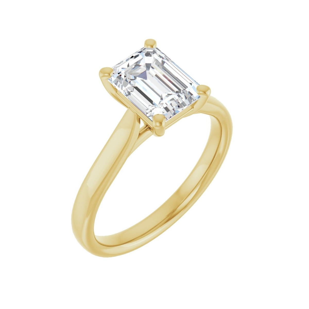 Sapphire Row Lab-Grown Emerald-Cut Diamond Cathedral Solitaire Engagement Ring - 14K Yellow Gold, 1 3/4 ctw