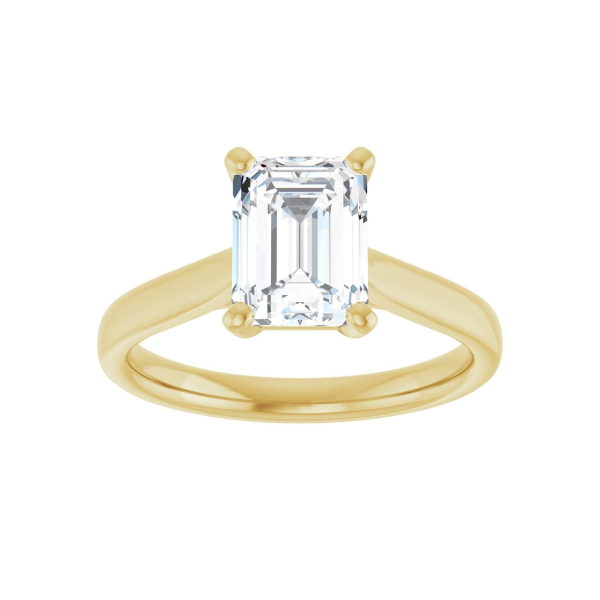 Sapphire Row Lab-Grown Emerald-Cut Diamond Cathedral Solitaire Engagement Ring - 14K Yellow Gold, 1 3/4 ctw (view 3)