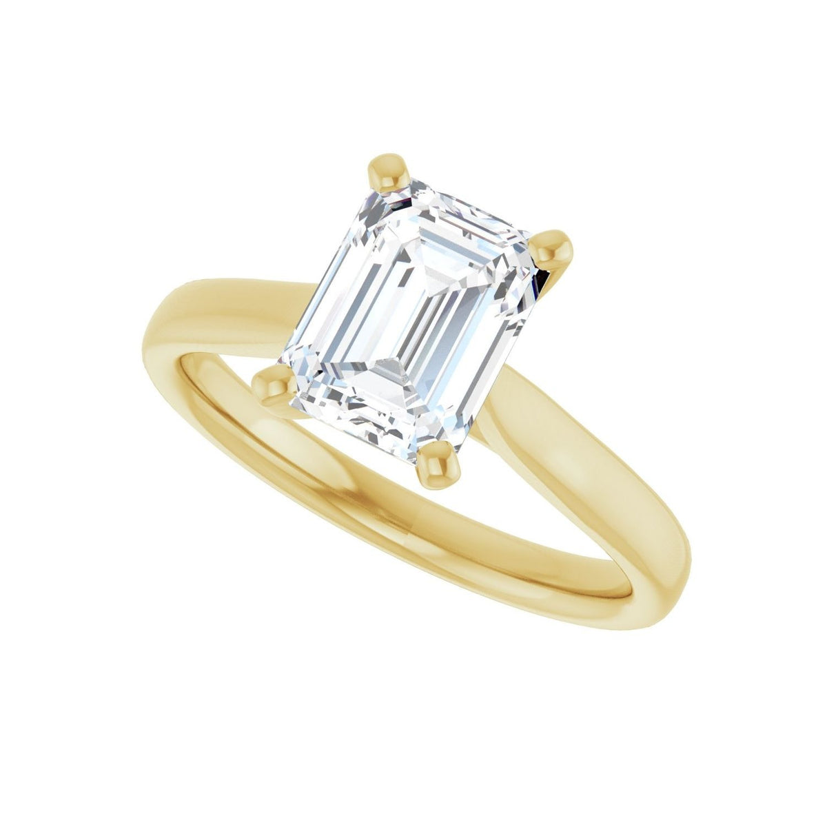 Sapphire Row Lab-Grown Emerald-Cut Diamond Cathedral Solitaire Engagement Ring - 14K Yellow Gold, 1 3/4 ctw (view 5)