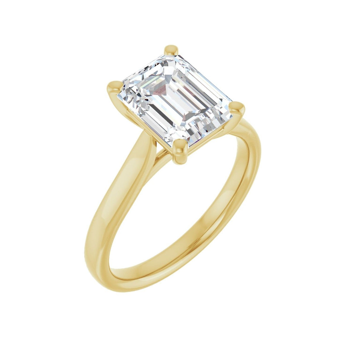 Sapphire Row Lab-Grown Emerald-Cut Diamond Cathedral Solitaire Engagement Ring - 14K Yellow Gold, 2 1/2 ctw
