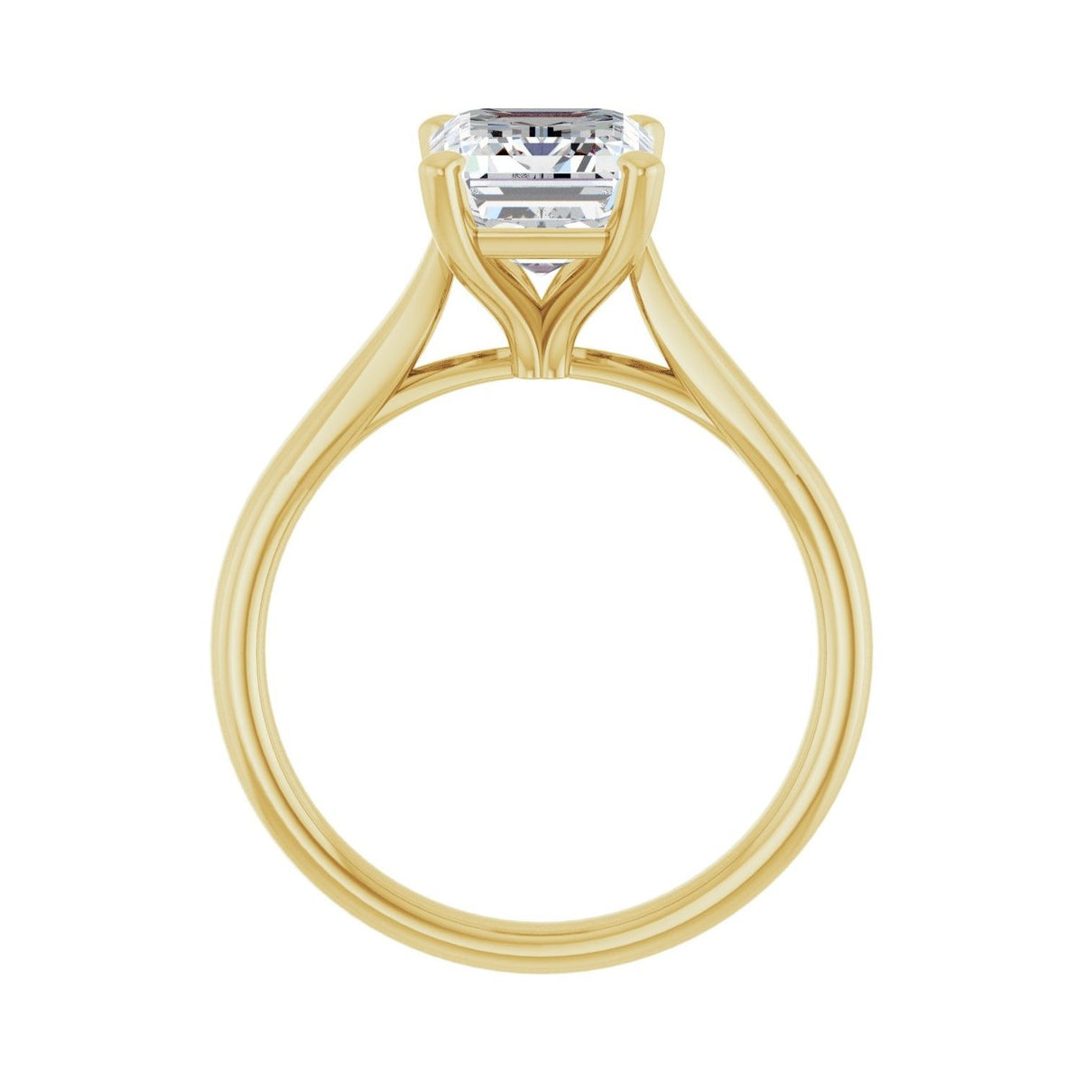 Sapphire Row Lab-Grown Emerald-Cut Diamond Cathedral Solitaire Engagement Ring - 14K Yellow Gold, 2 1/2 ctw (view 2)
