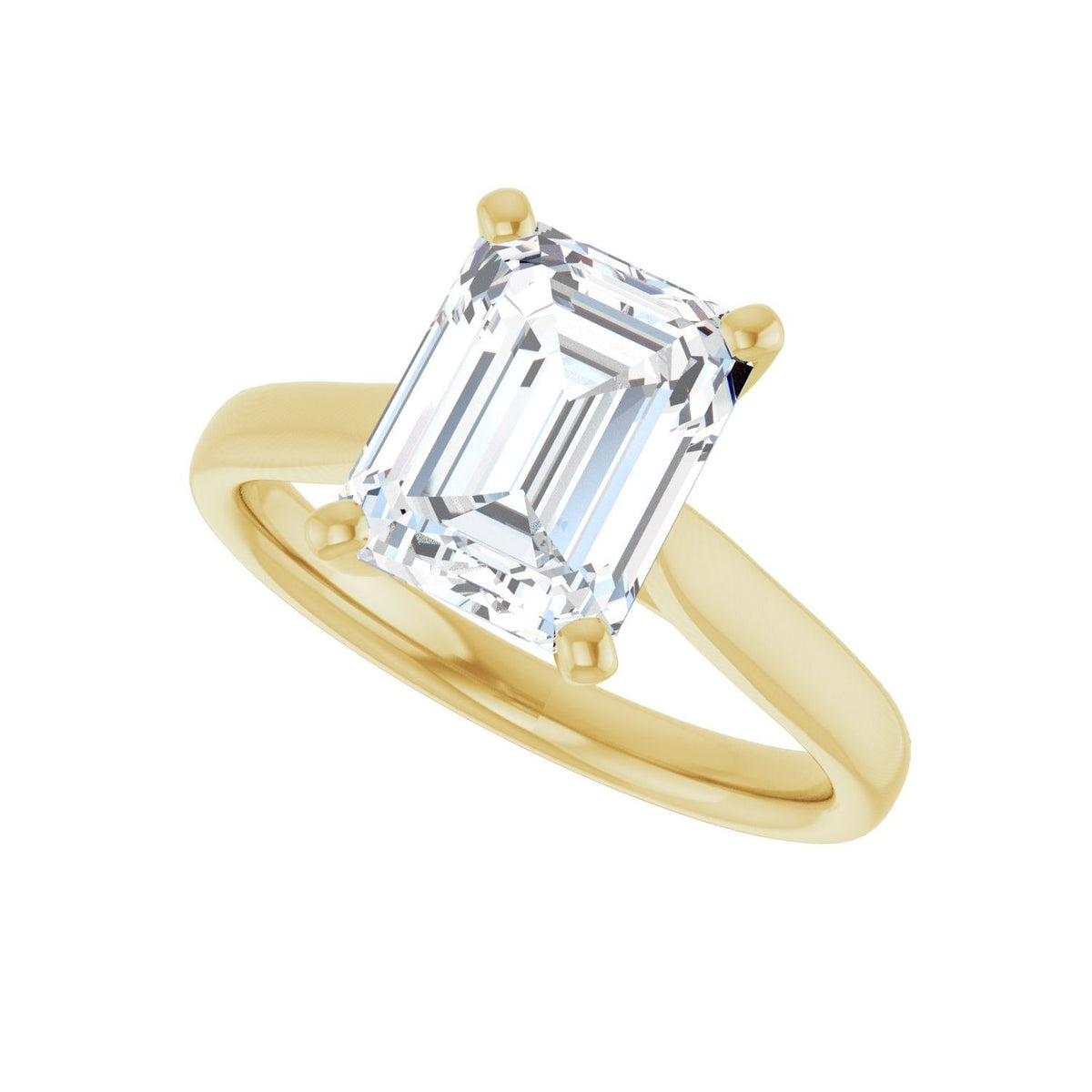 Sapphire Row Lab-Grown Emerald-Cut Diamond Cathedral Solitaire Engagement Ring - 14K Yellow Gold, 2 1/2 ctw (view 5)