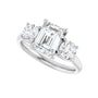 Sapphire Row Lab-Grown Emerald-Cut Diamond Cathedral Three-Stone Engagement Ring - 14K White Gold, 2 3/8 ctw (view 5)