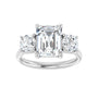 Sapphire Row Lab-Grown Emerald-Cut Diamond Cathedral Three-Stone Engagement Ring - 14K White Gold, 3 1/2 ctw (view 3)
