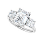Sapphire Row Lab-Grown Emerald-Cut Diamond Cathedral Three-Stone Engagement Ring - 14K White Gold, 3 1/2 ctw (view 5)