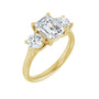 Sapphire Row Lab-Grown Emerald-Cut Diamond Cathedral Three-Stone Engagement Ring - 14K Yellow Gold, 2 3/8 ctw