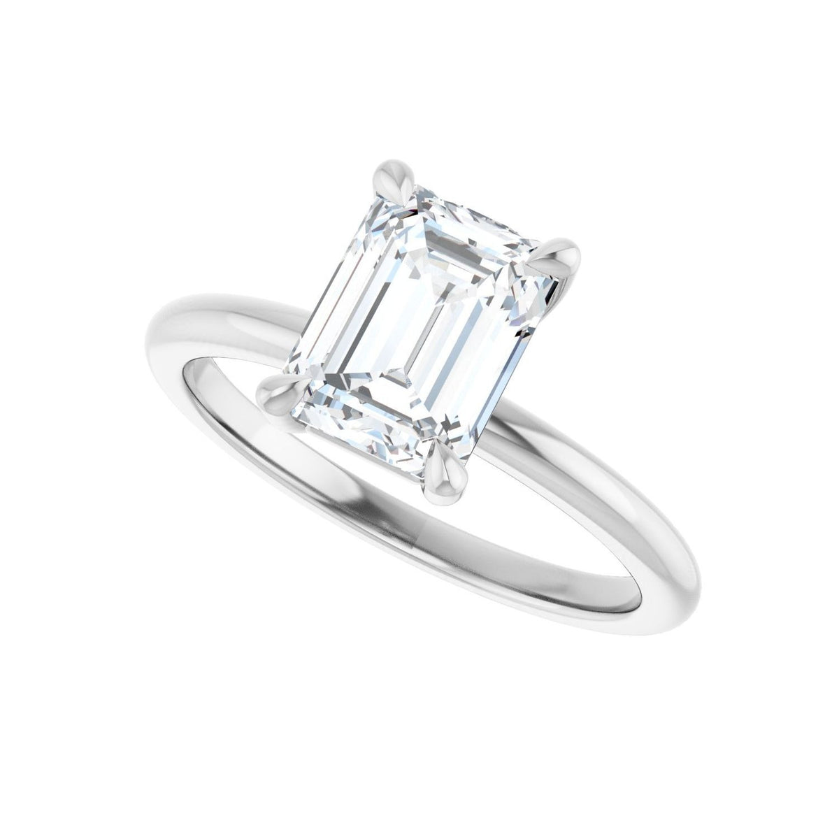 Sapphire Row Lab-Grown Emerald-Cut Diamond Claw-Prong Engagement Ring - 14K White Gold, 1 3/4 ctw (view 5)