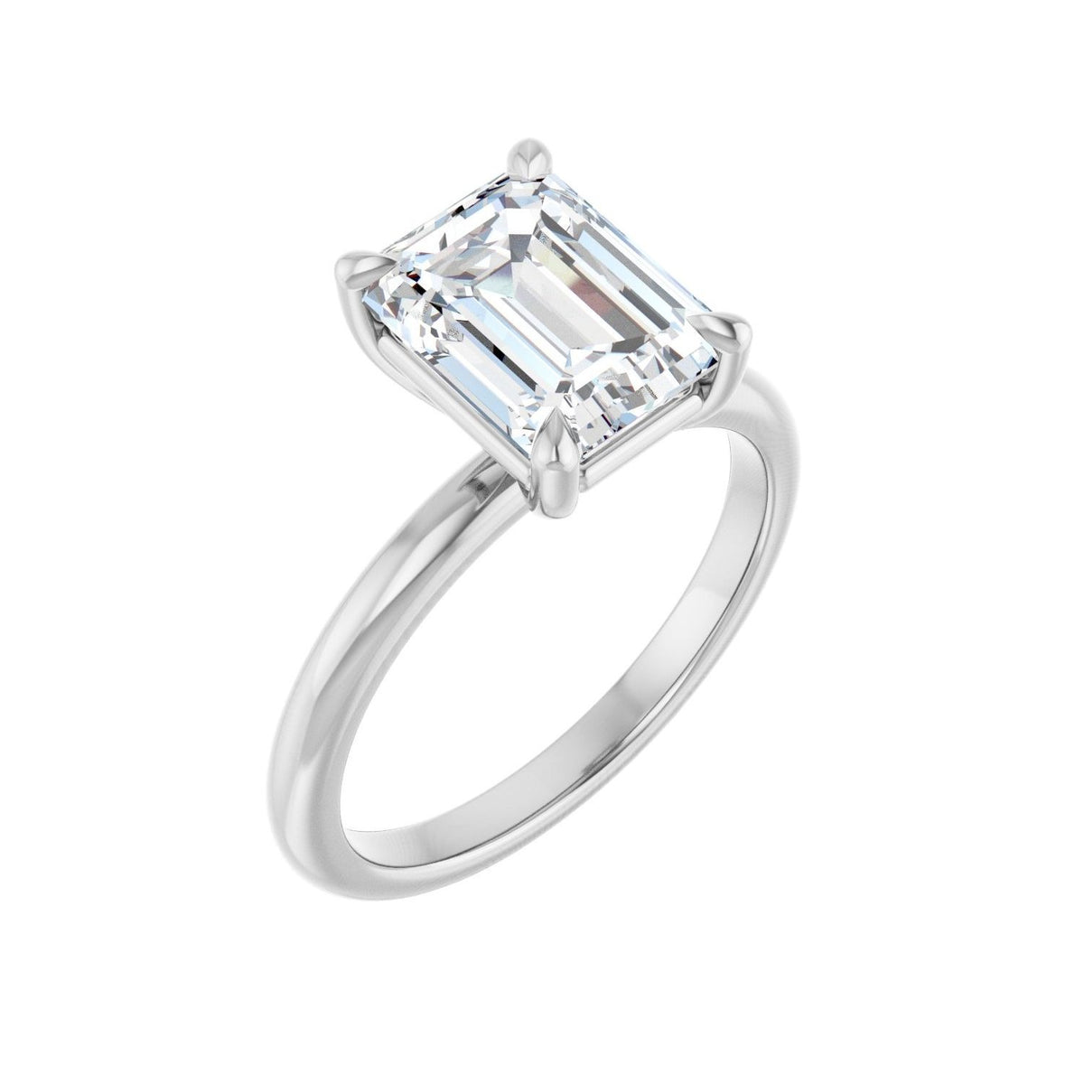 Sapphire Row Lab-Grown Emerald-Cut Diamond Claw-Prong Engagement Ring - 14K White Gold, 2 1/2 ctw