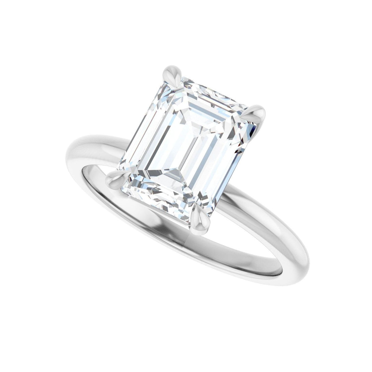 Sapphire Row Lab-Grown Emerald-Cut Diamond Claw-Prong Engagement Ring - 14K White Gold, 2 1/2 ctw (view 5)